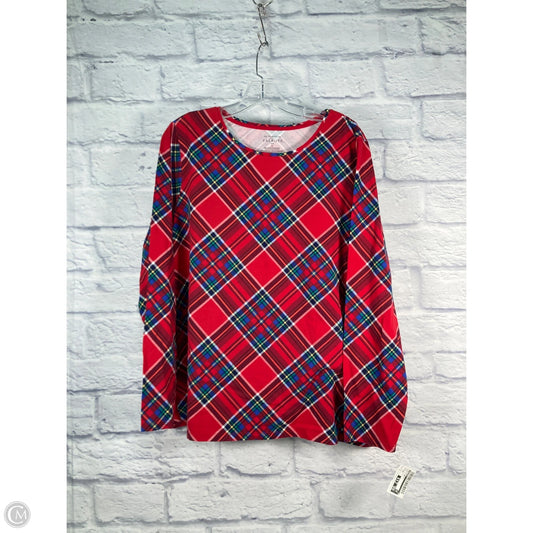 Top Long Sleeve Basic By Talbots In Blue & Red, Size: 2x