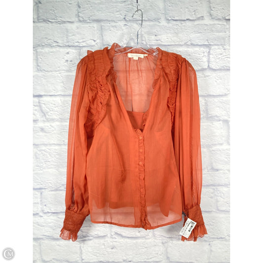 Blouse Long Sleeve By Forever That Girl In Brown, Size: M