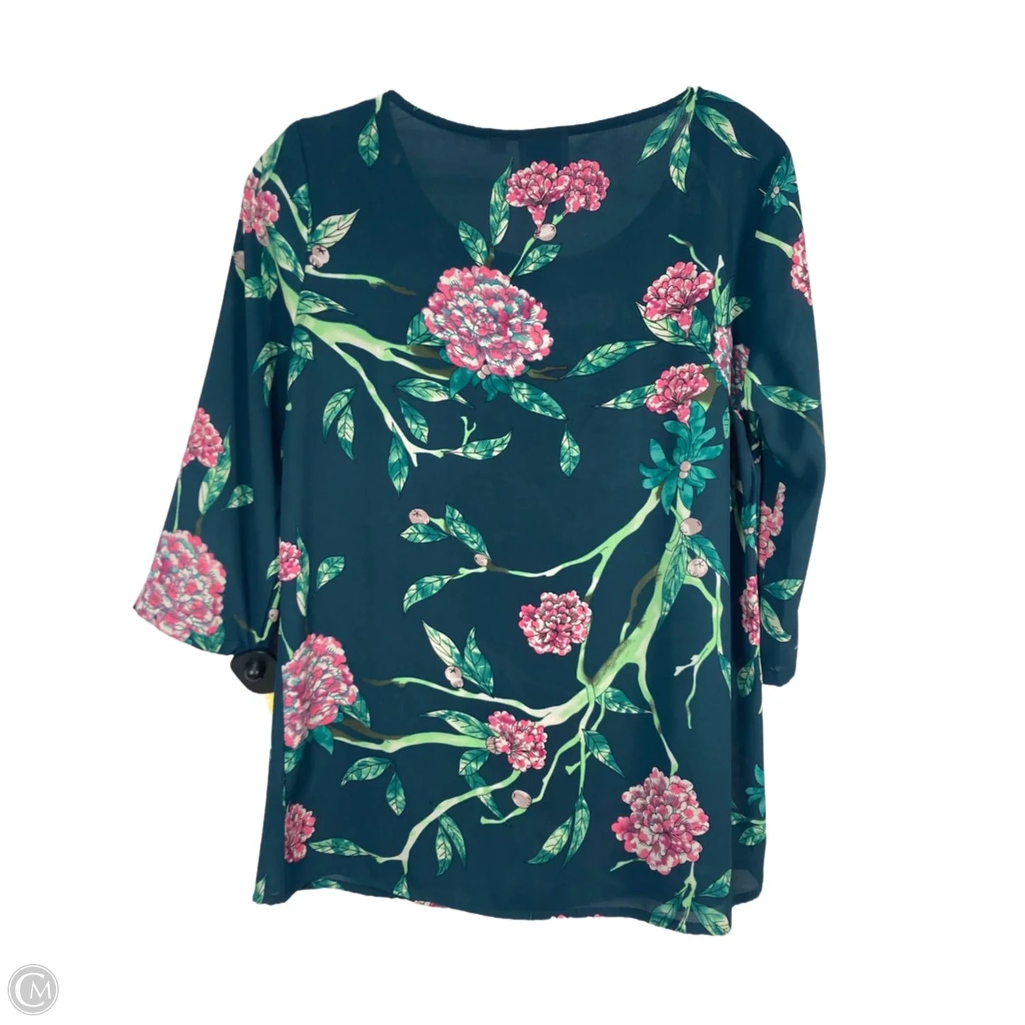 Blouse Long Sleeve By Hd In Paris In Green & Pink, Size: S