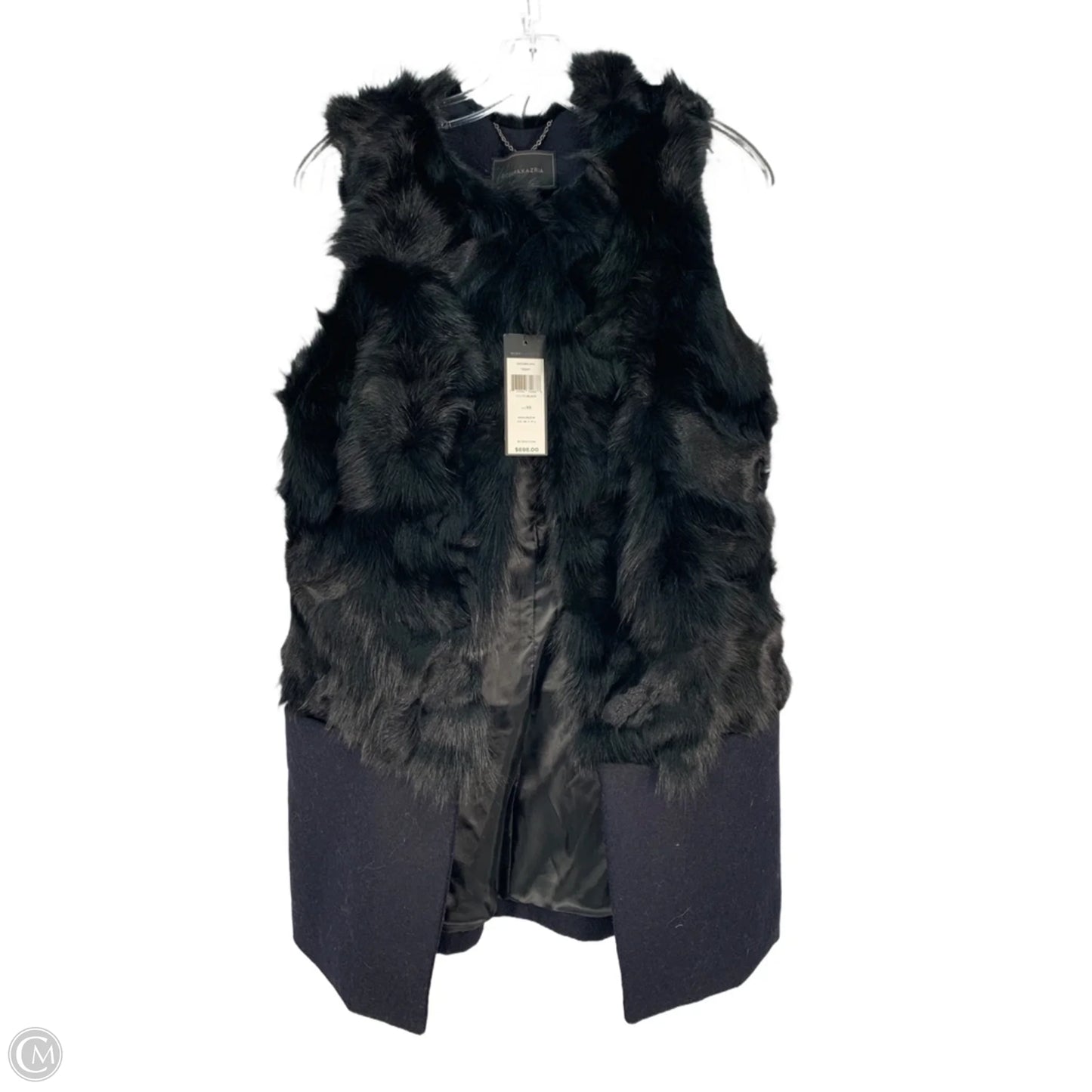 Vest Faux Fur & Sherpa By Bcbgmaxazria In Black & Blue, Size: Xs