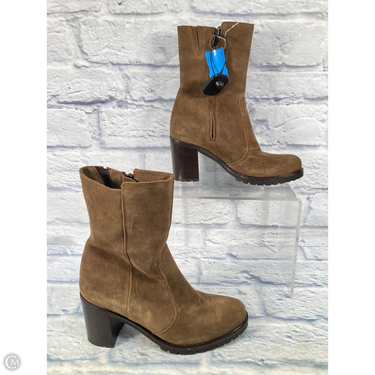 Boots Ankle Heels By Clothes Mentor In Tan, Size: 10