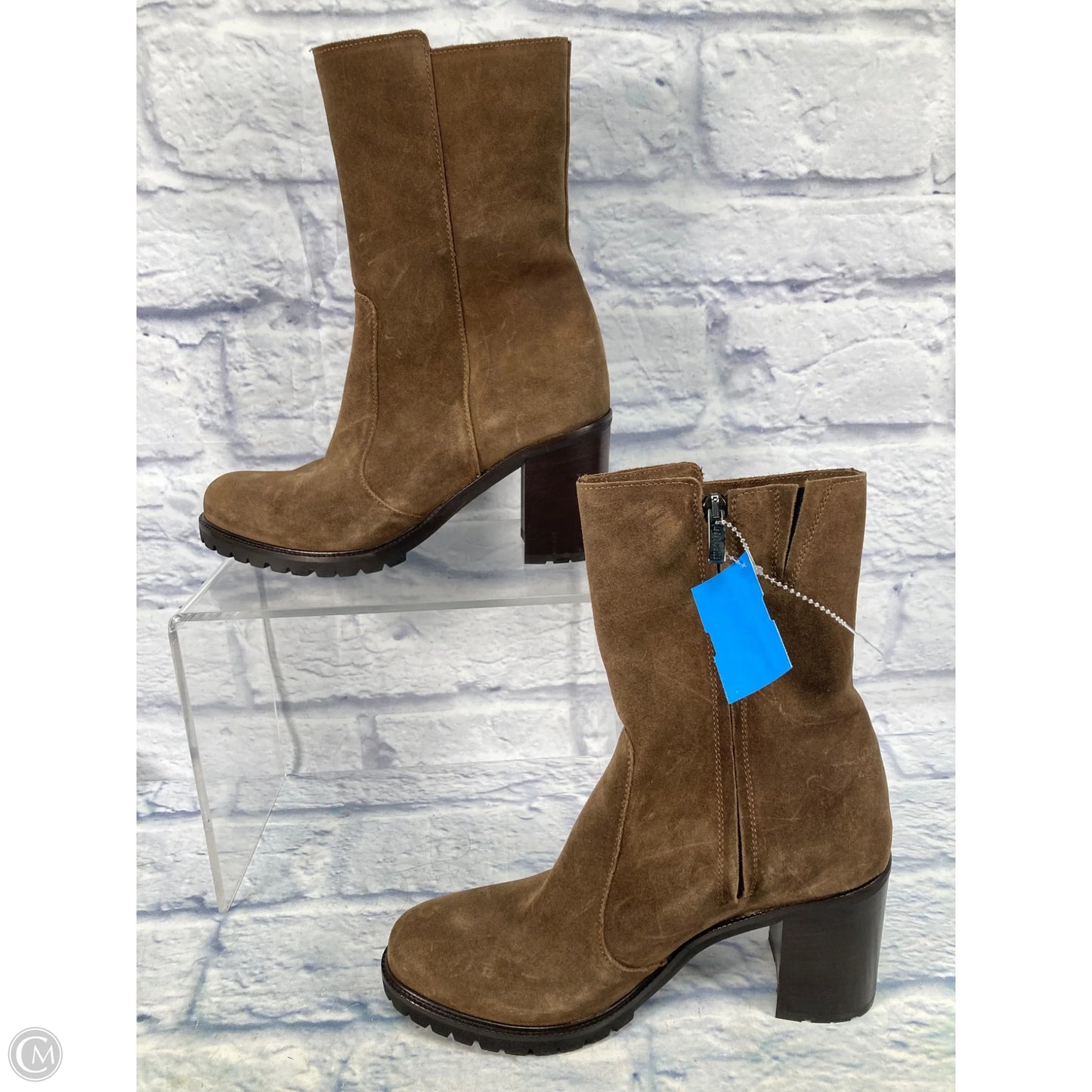 Boots Ankle Heels By Clothes Mentor In Tan, Size: 10