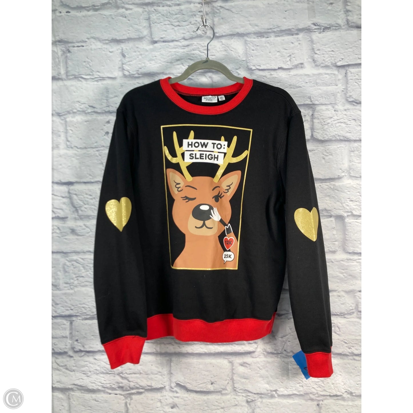 Sweatshirt Crewneck By Mighty Fine In Black & Red, Size: M