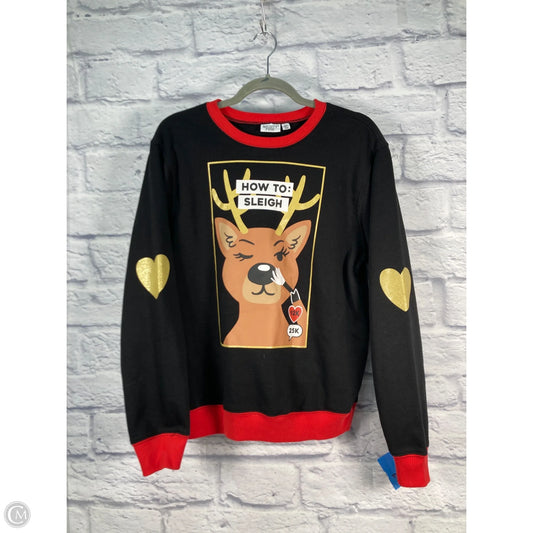 Sweatshirt Crewneck By Mighty Fine In Black & Red, Size: M