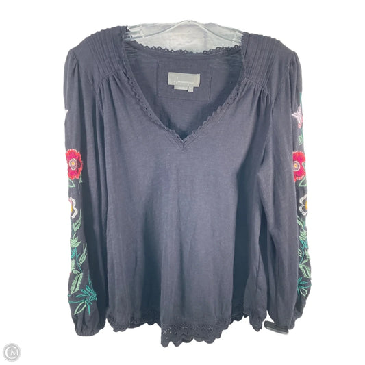 Top Long Sleeve By Anthropologie In Blue & Pink, Size: M
