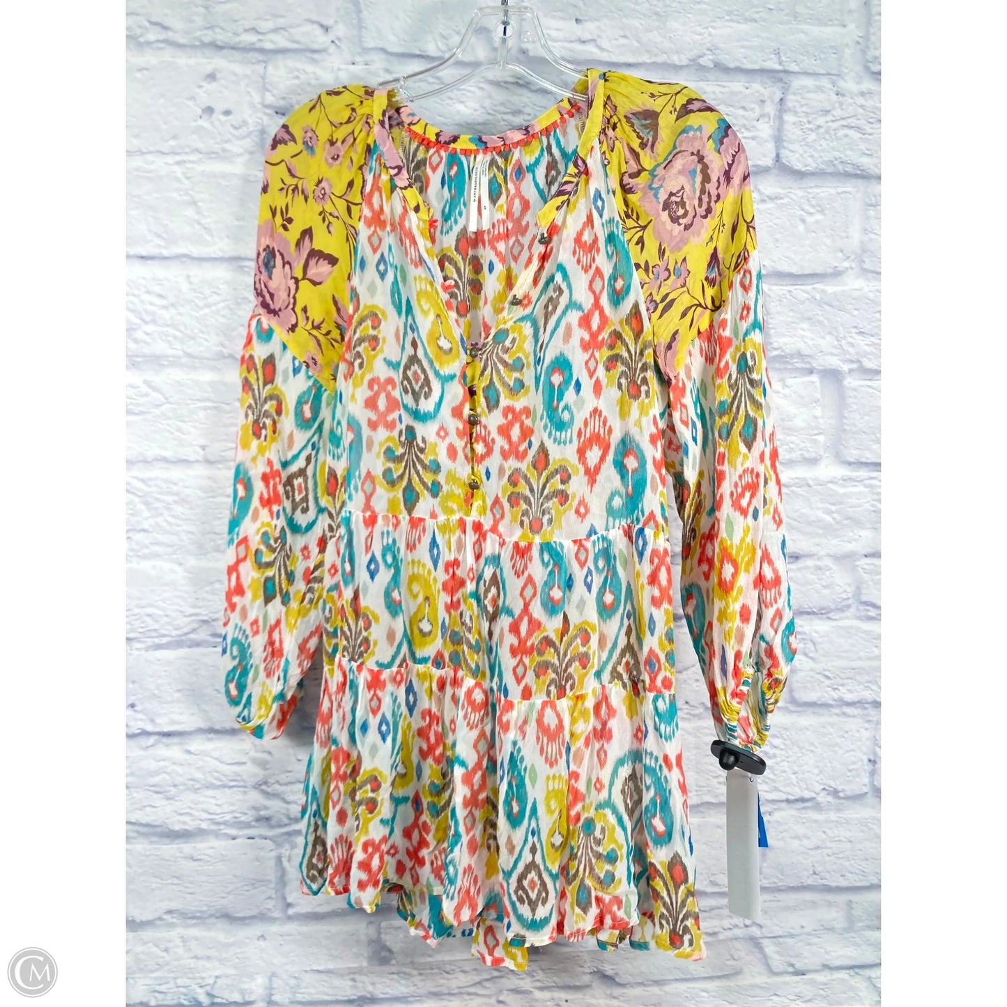 Blouse Long Sleeve By Anthropologie In Blue & Green, Size: Sp