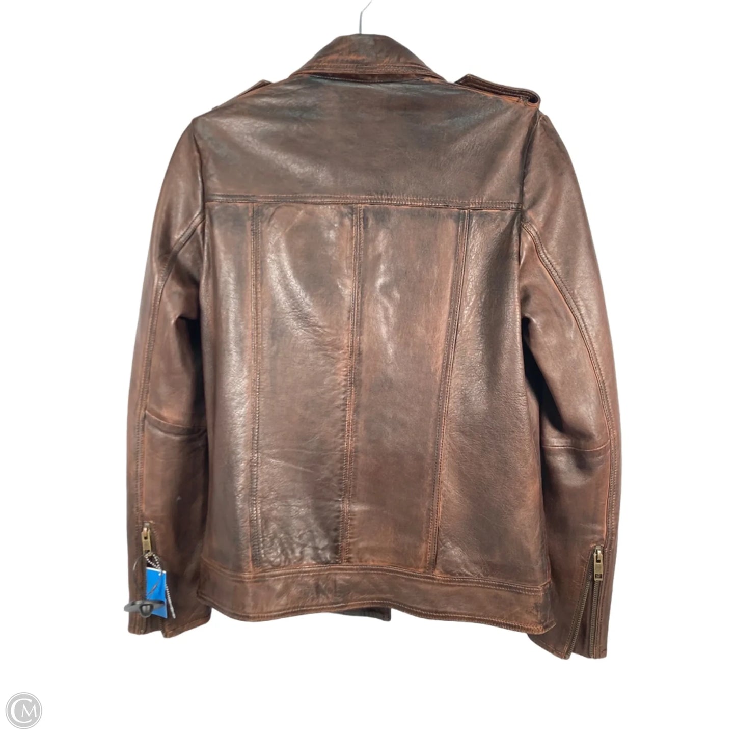 Jacket Moto Leather By Orvis In Brown, Size: Xs