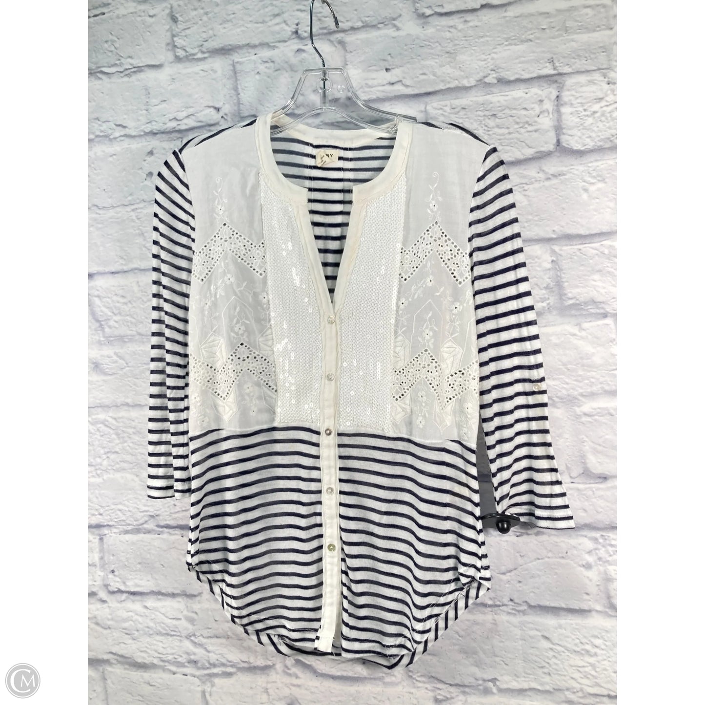 Top Long Sleeve By Tiny In Blue & White, Size: Xs