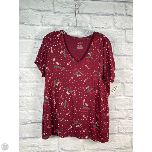 Top Short Sleeve Basic By Apt 9 In Maroon, Size: Xxl