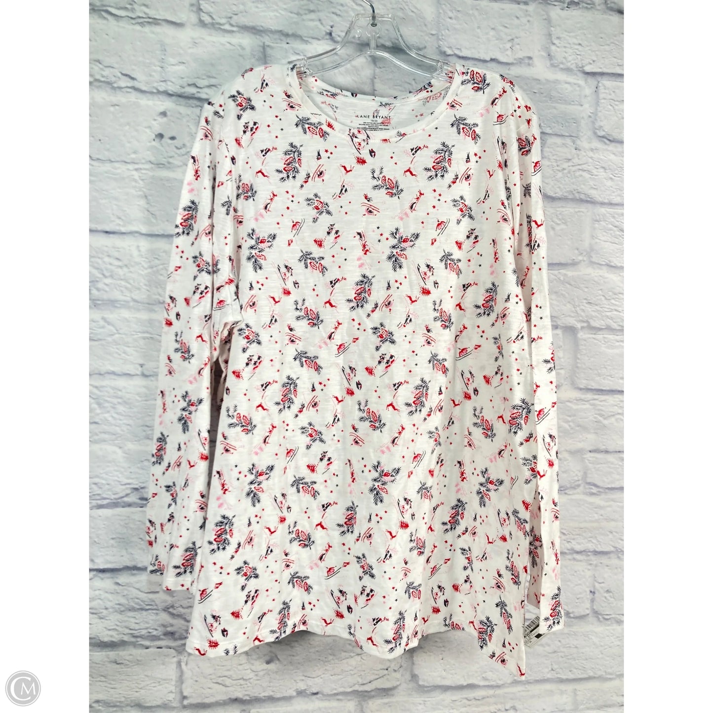 Top Long Sleeve Basic By Lane Bryant In Blue & Red & White, Size: 2x