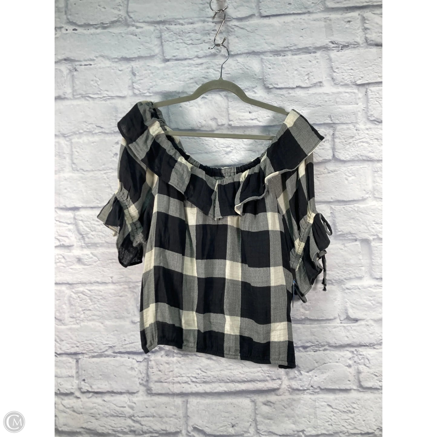 Top Long Sleeve By Porridge In Black & Cream, Size: M