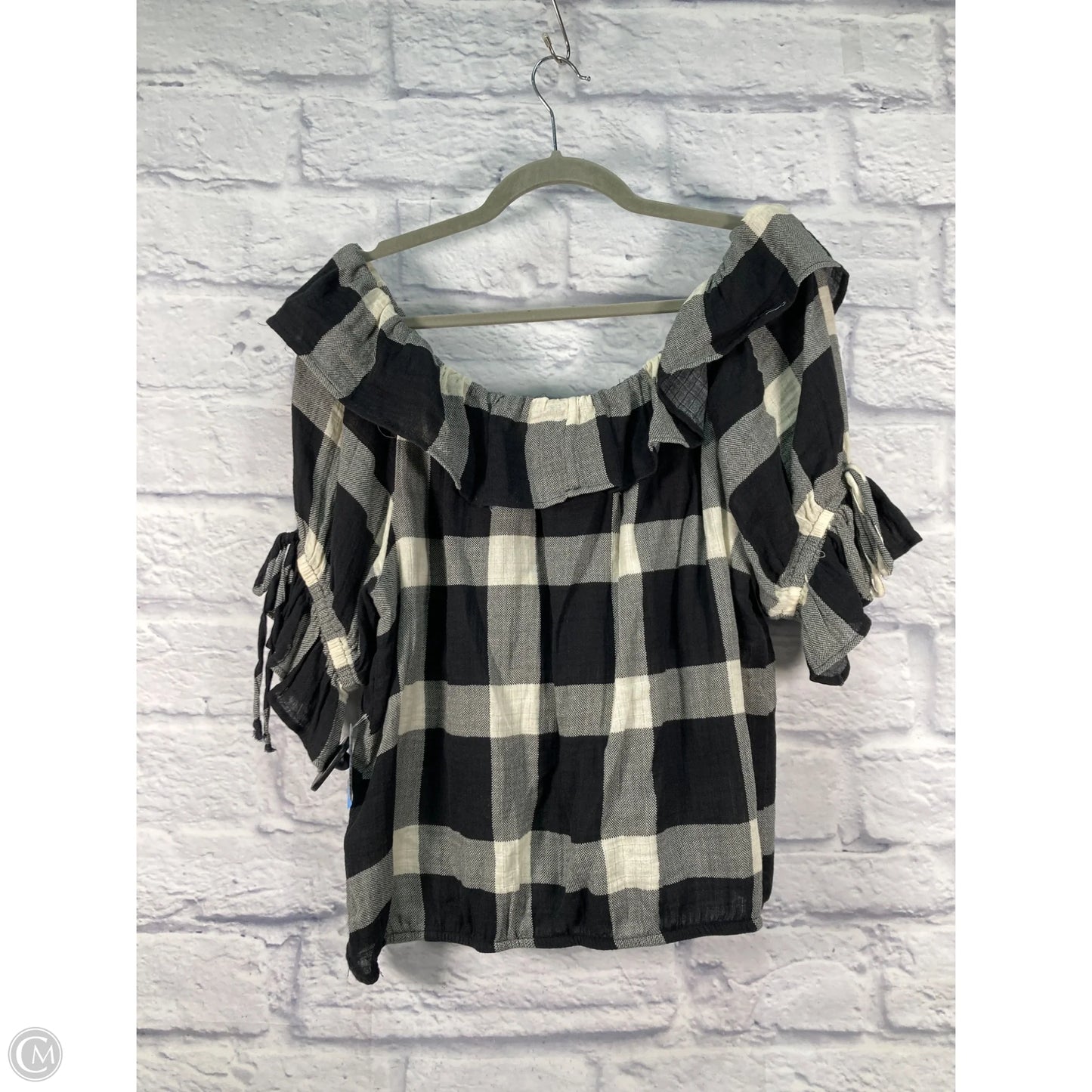 Top Long Sleeve By Porridge In Black & Cream, Size: M