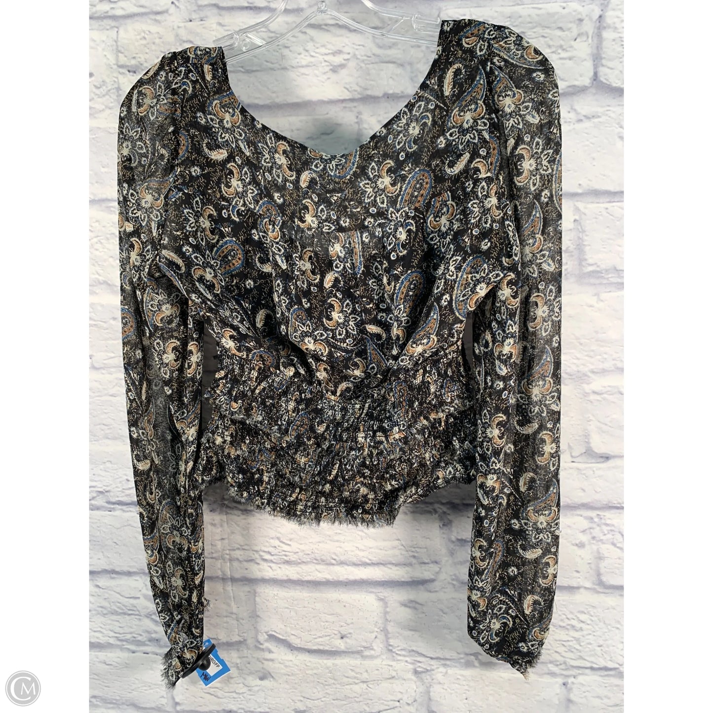 Blouse Long Sleeve By Free People In Blue & Brown, Size: Xs