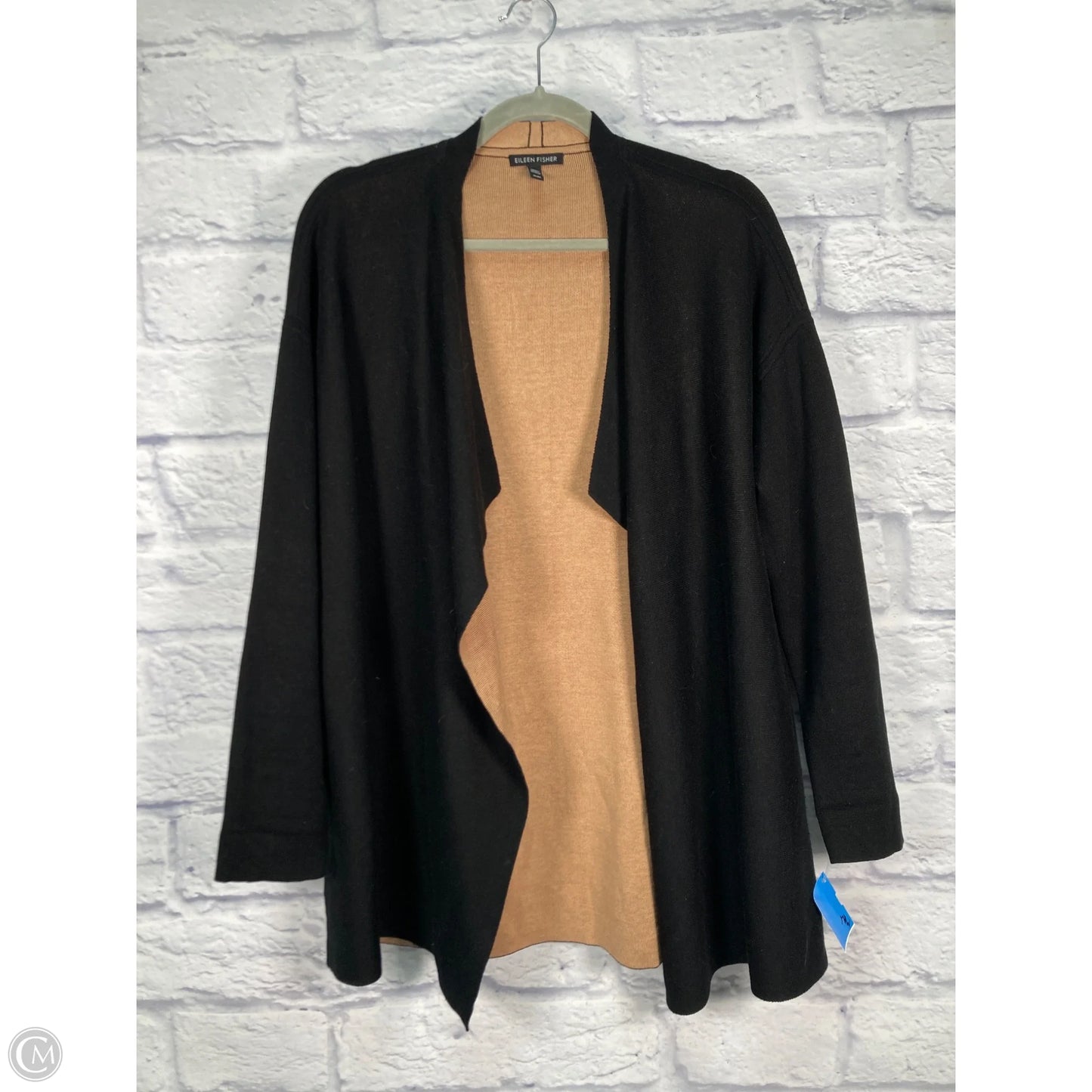 Sweater Cardigan By Eileen Fisher In Black & Brown, Size: M