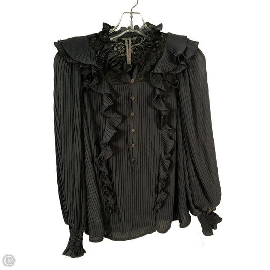 Top Long Sleeve By Anthropologie In Black & Blue, Size: Xxs