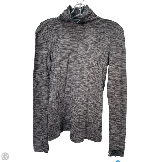 Athletic Top Long Sleeve Collar By Lululemon In Black & Grey, Size: S