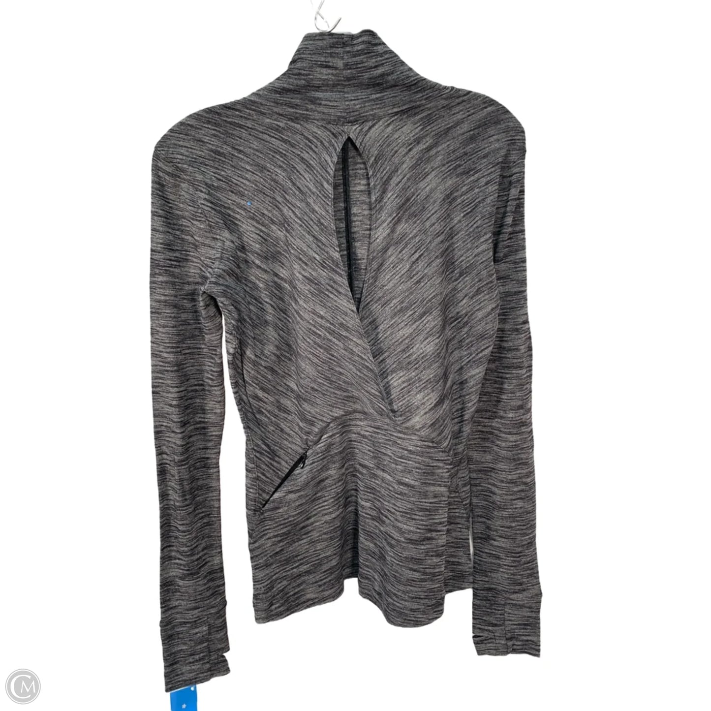 Athletic Top Long Sleeve Collar By Lululemon In Black & Grey, Size: S