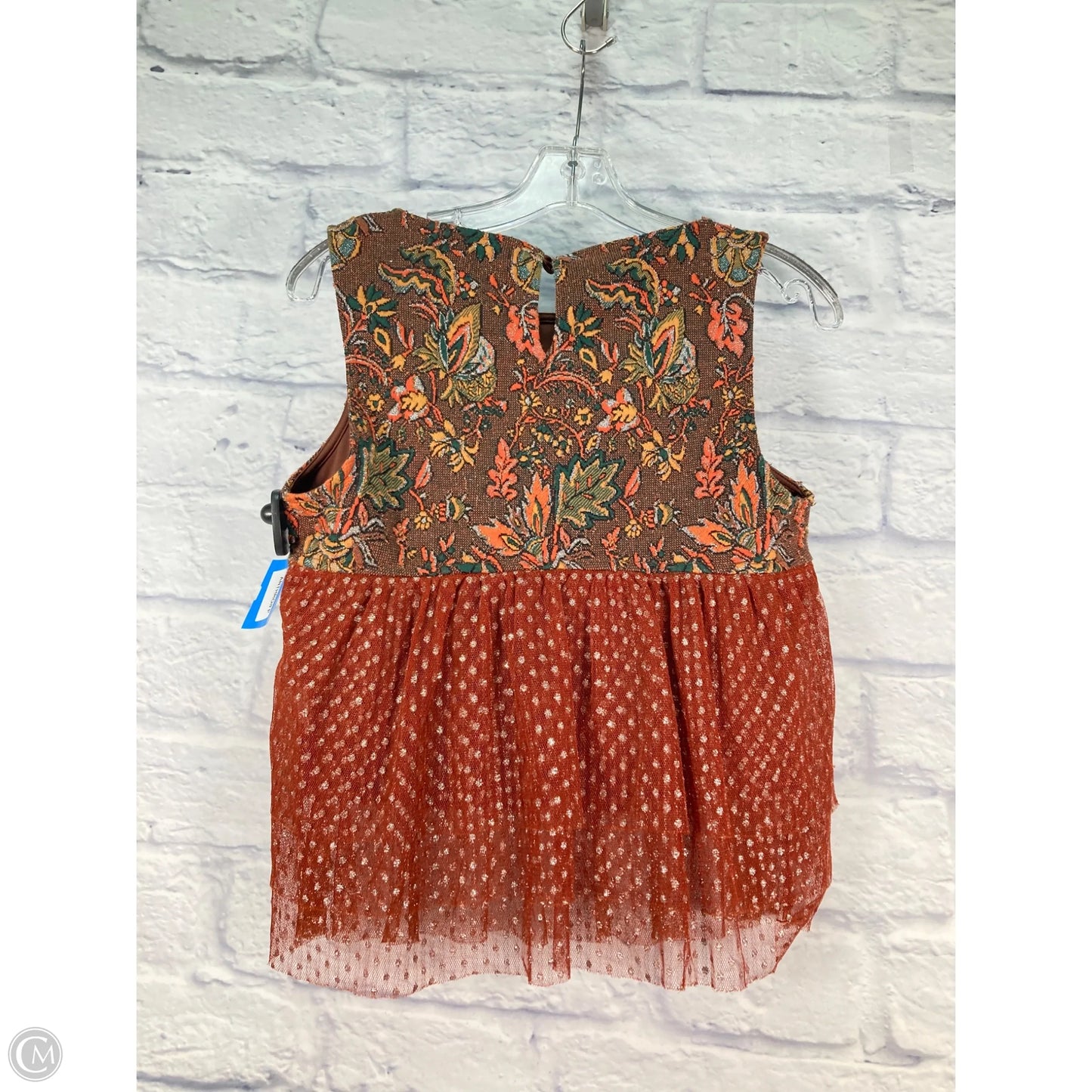 Top Sleeveless By Eva Franco In Green & Orange, Size: Xs