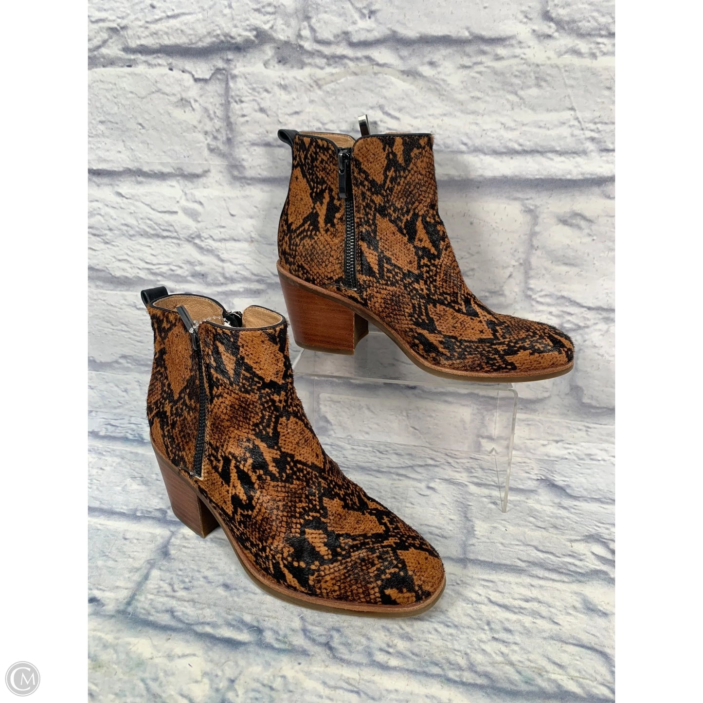 Boots Ankle Heels By Sofft In Animal Print, Size: 8