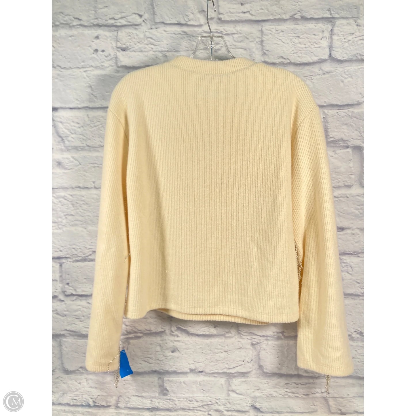 Top Long Sleeve By Zara In Cream & Silver, Size: M