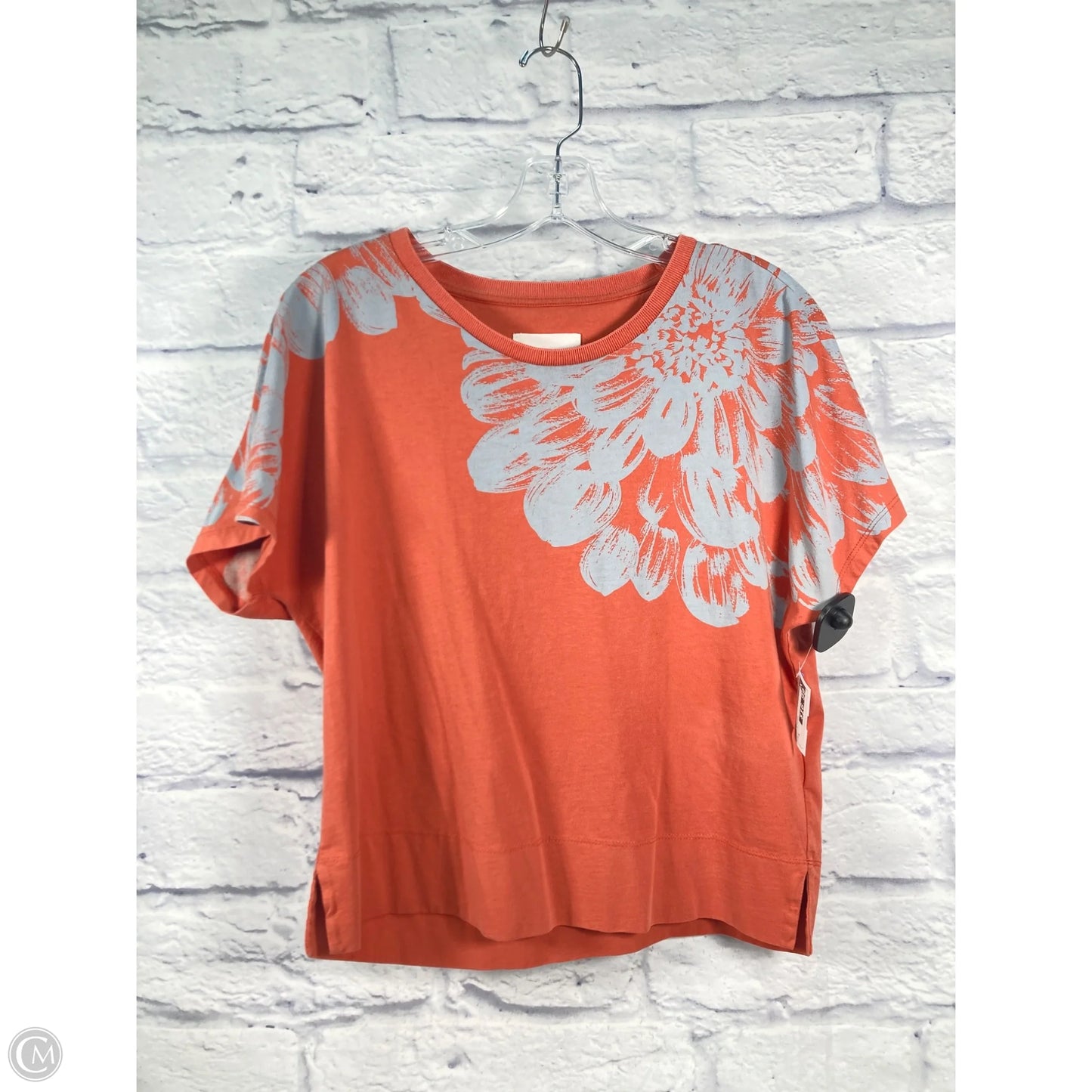 Top Short Sleeve By Anthropologie In Grey & Orange, Size: S