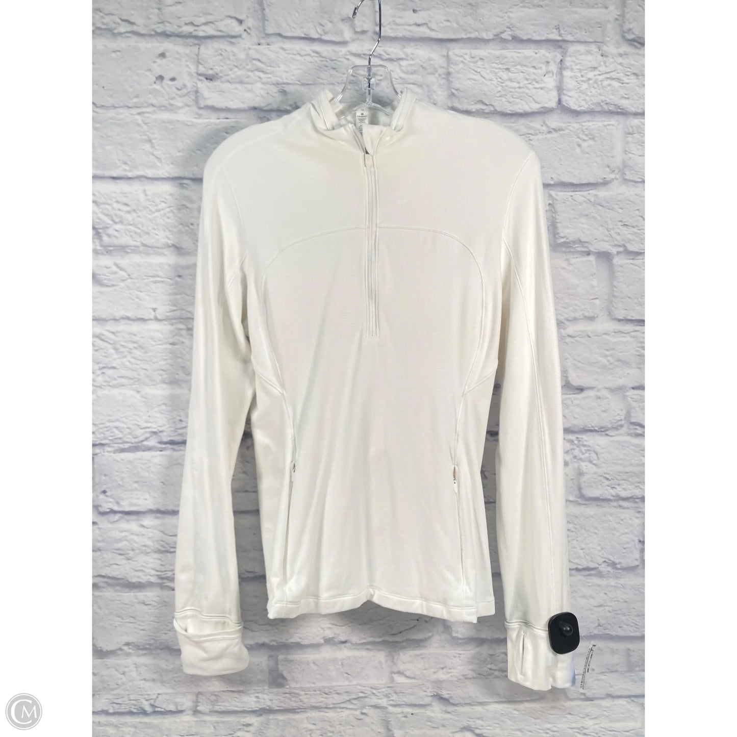 Athletic Top Long Sleeve Collar By Lululemon In White, Size: M