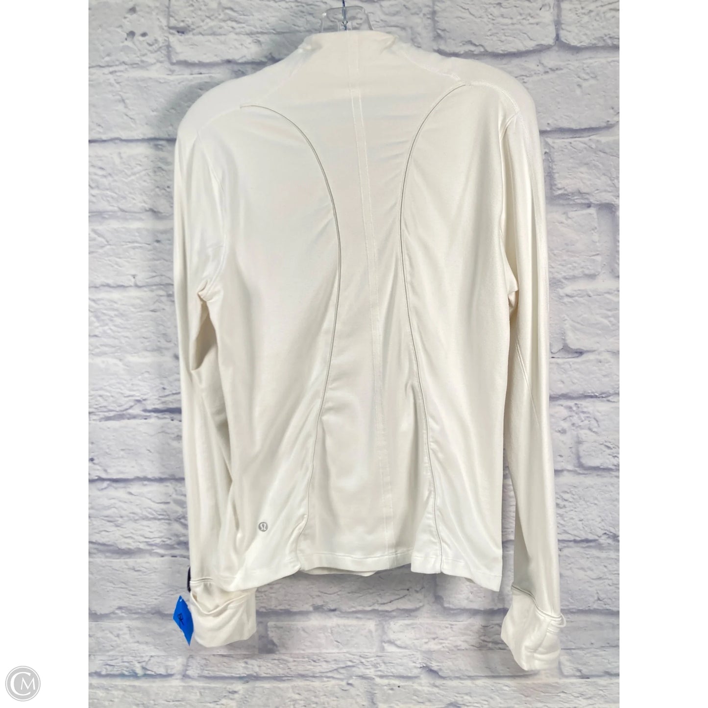 Athletic Top Long Sleeve Collar By Lululemon In White, Size: M