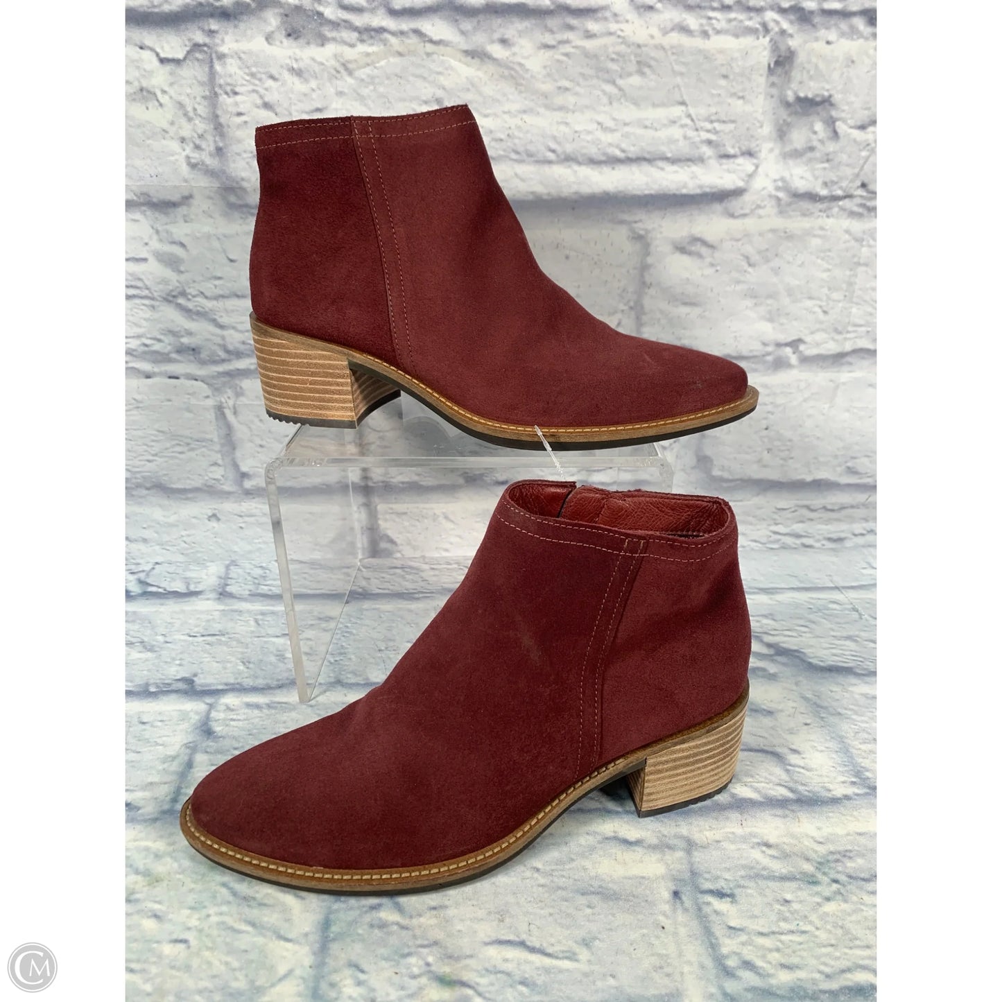 Boots Ankle Heels By Ecco In Maroon, Size: 7.5