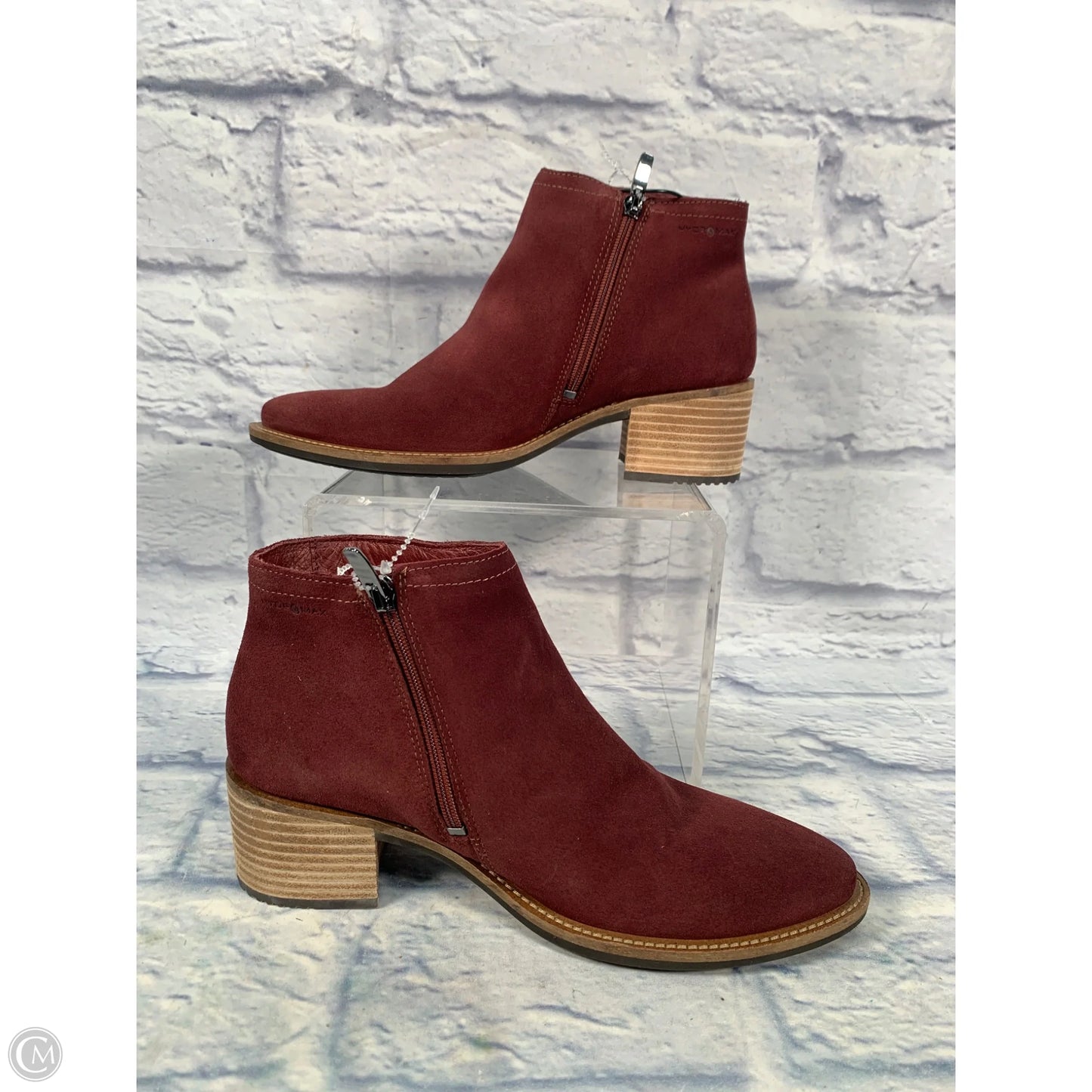 Boots Ankle Heels By Ecco In Maroon, Size: 7.5