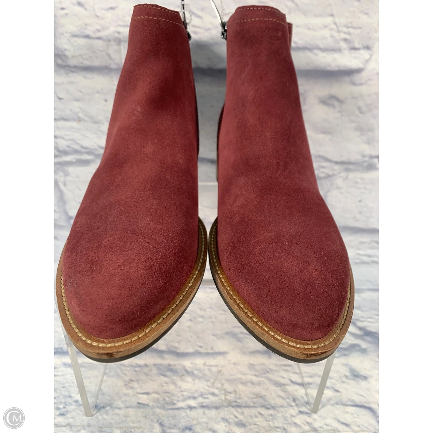 Boots Ankle Heels By Ecco In Maroon, Size: 7.5