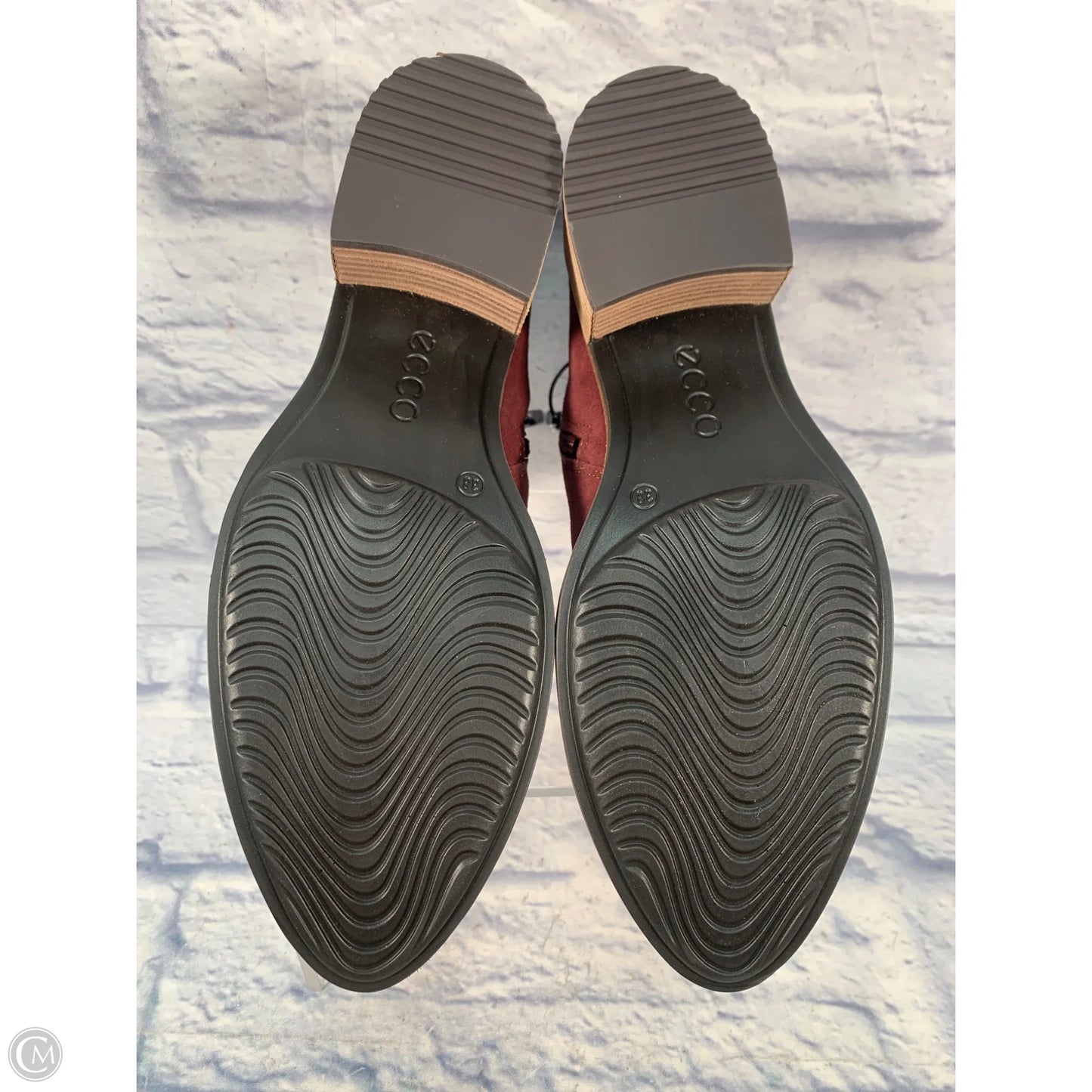 Boots Ankle Heels By Ecco In Maroon, Size: 7.5