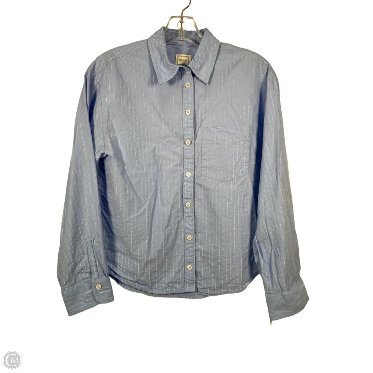 Top Long Sleeve By Maeve In Blue & Silver, Size: Xxs