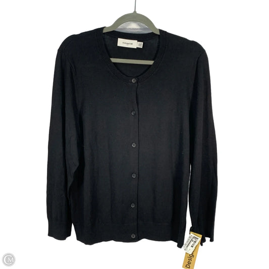 Sweater Cardigan Designer By Coach In Black, Size: Xxl