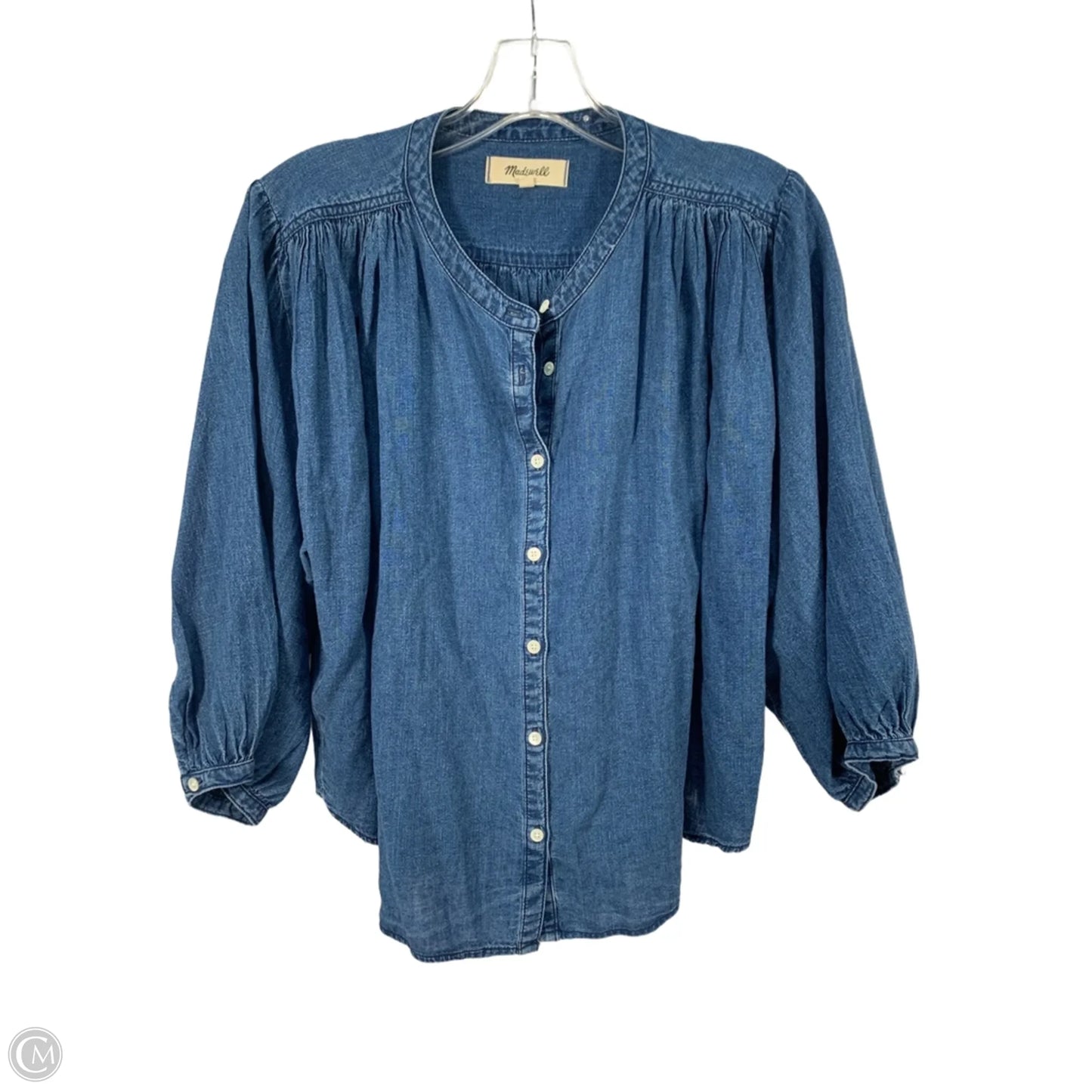 Top Long Sleeve By Madewell In Blue, Size: L
