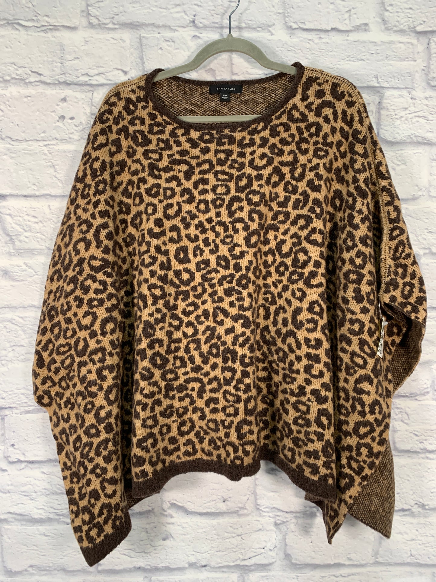 Poncho By Ann Taylor In Animal Print, Size: S