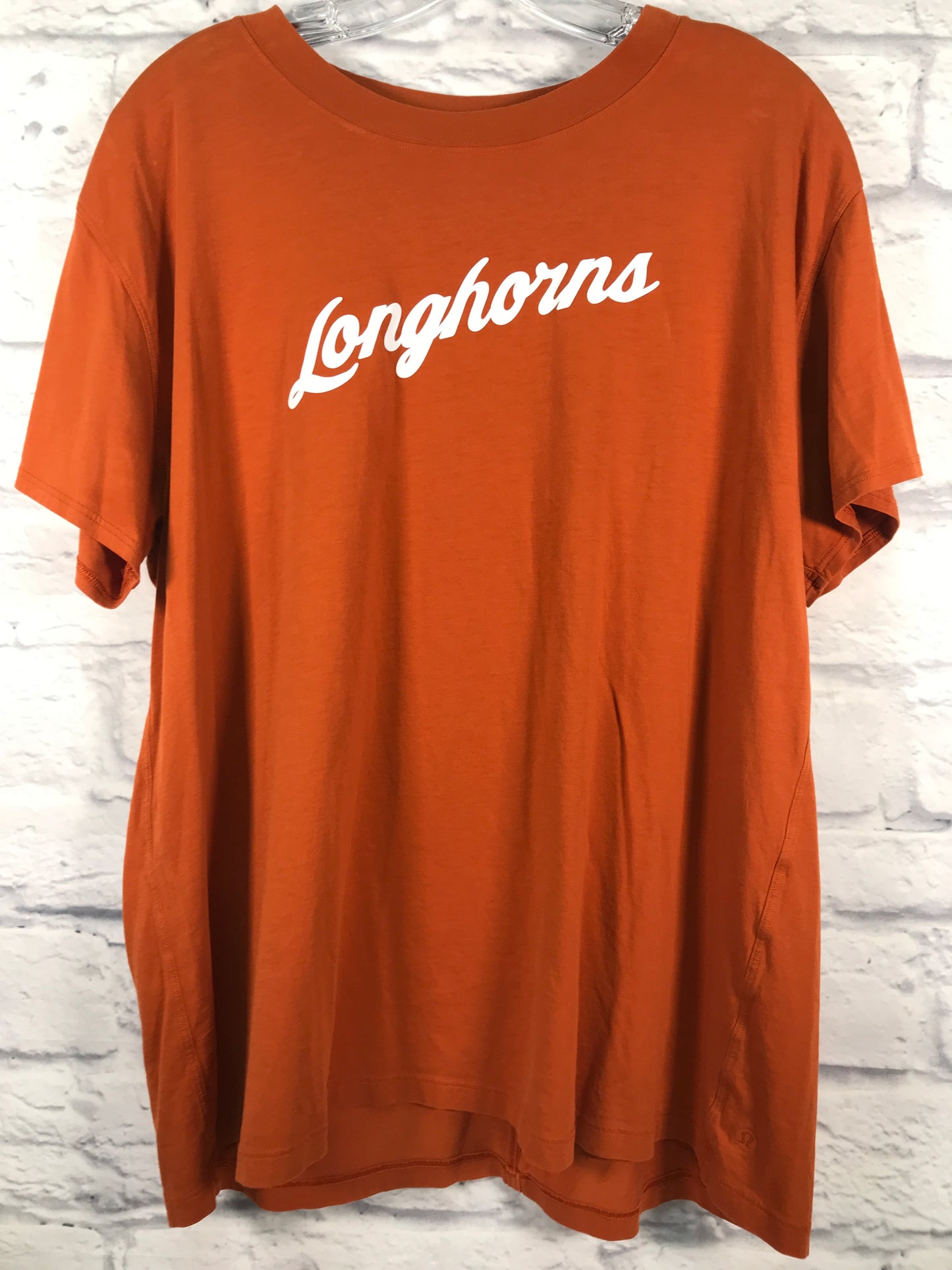 Athletic Top Short Sleeve By Lululemon In Orange, Size: L