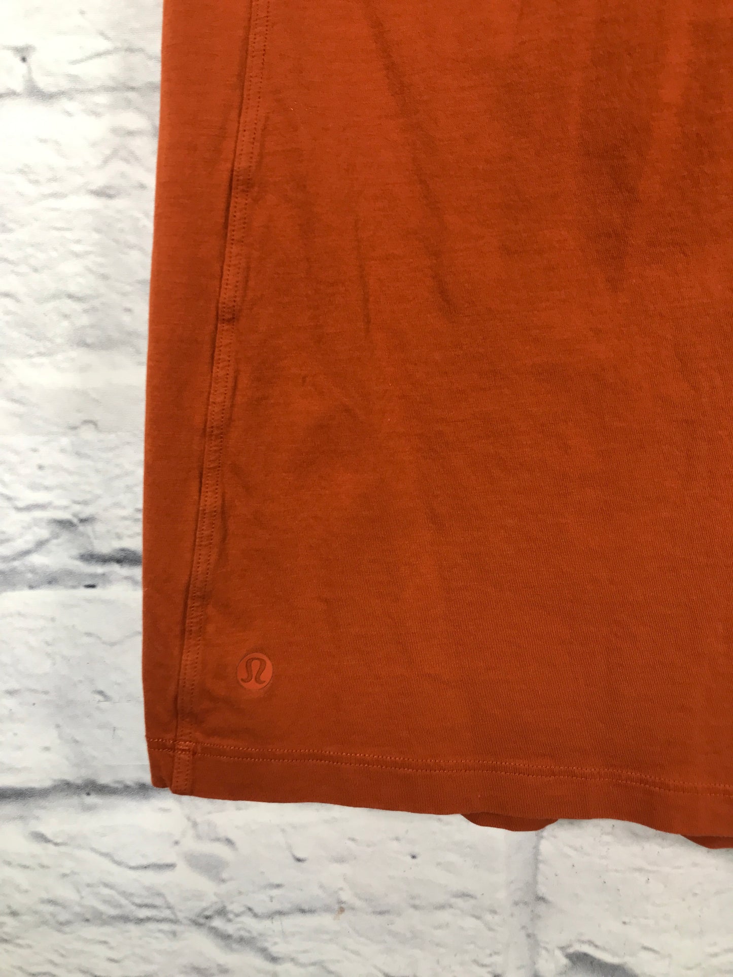 Athletic Top Short Sleeve By Lululemon In Orange, Size: L