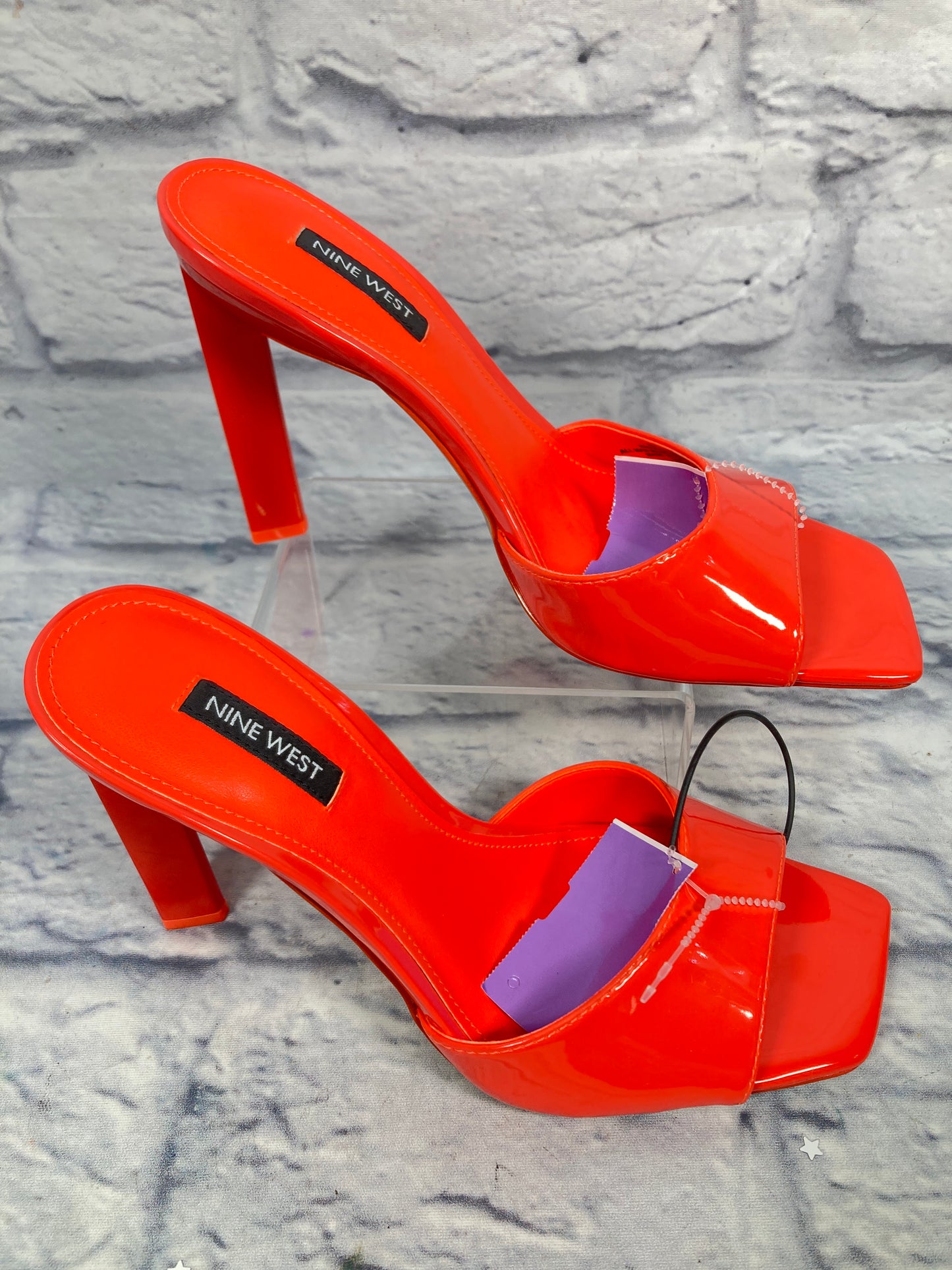 Orange Sandals Heels Stiletto Nine West, Size 8