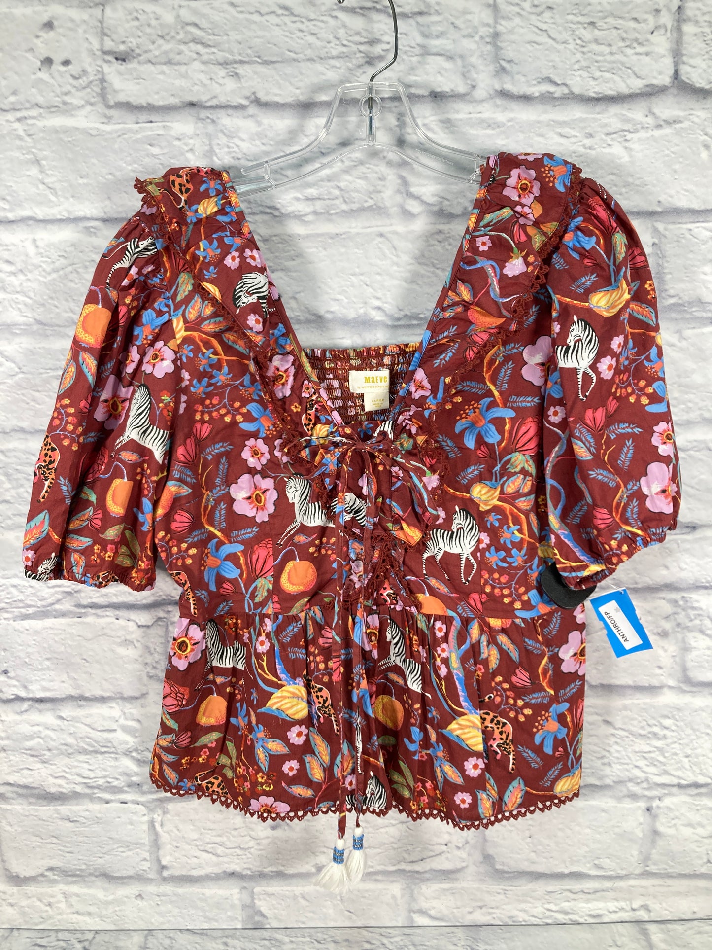 Top Short Sleeve By Maeve In Brown, Size: L