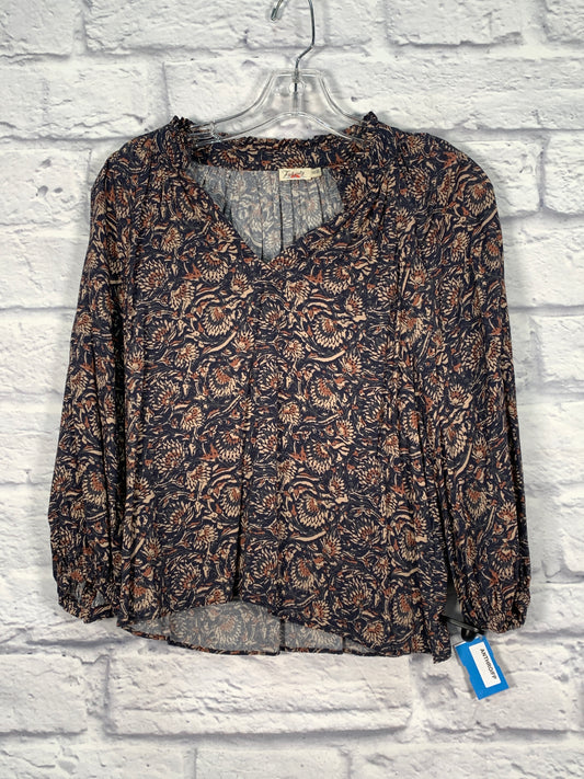 Top Long Sleeve By Faherty In Blue & Brown, Size: Xs