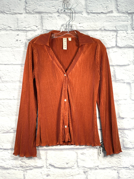 Blouse Long Sleeve By Dolan Left Coast In Orange, Size: Xs