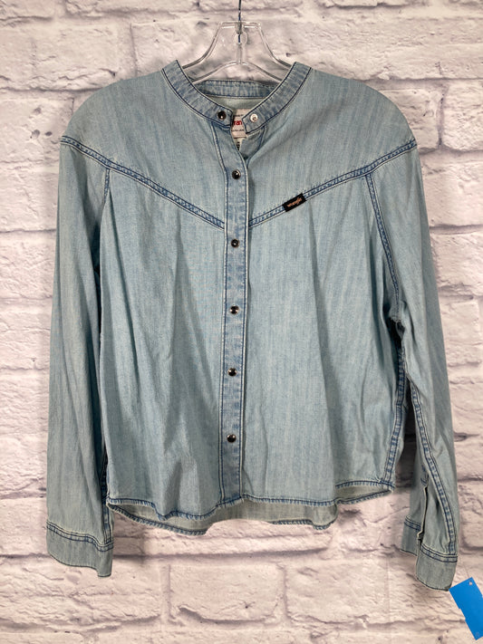 Top Long Sleeve By Wrangler In Blue, Size: M