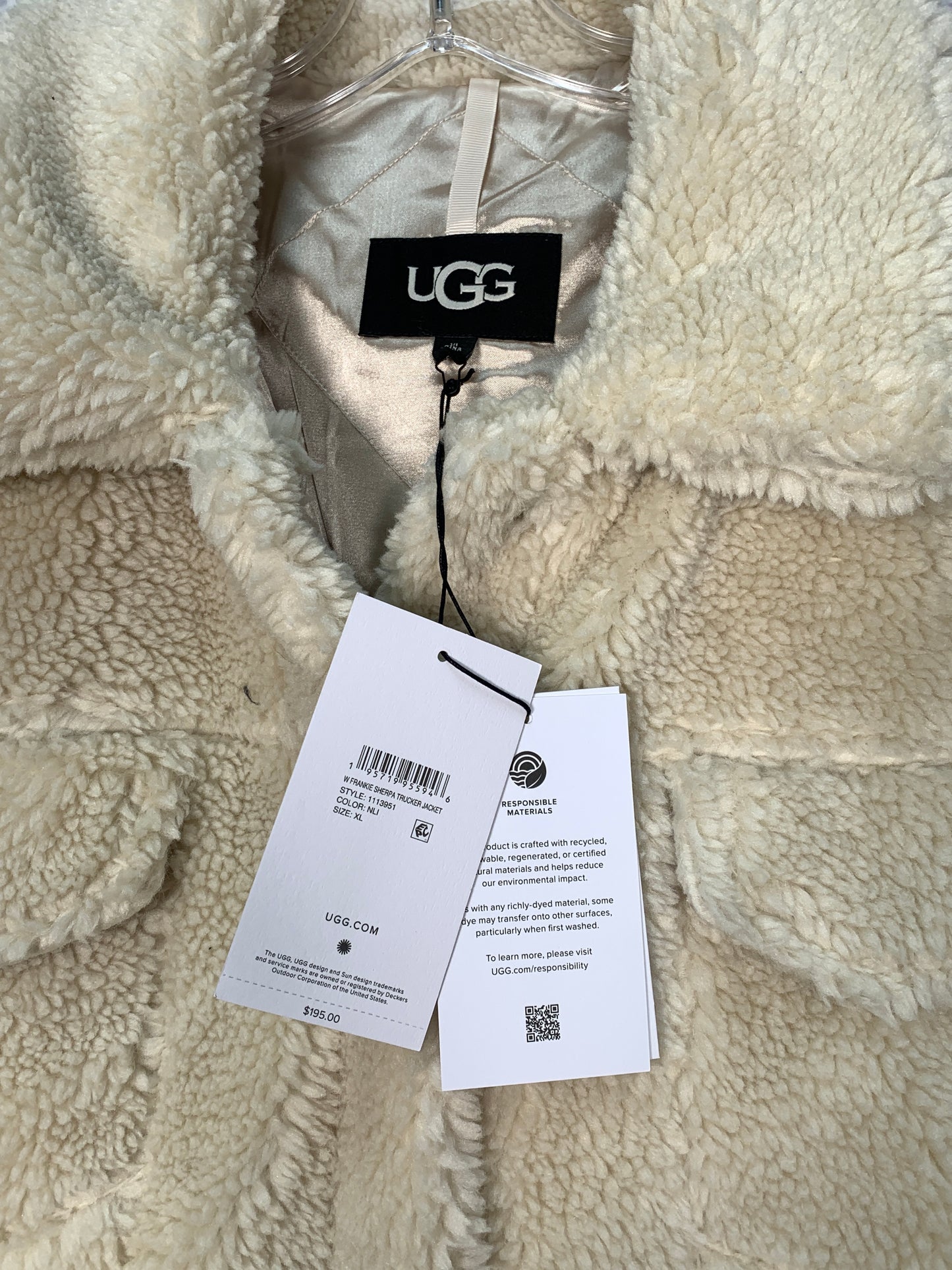 Jacket Designer By Ugg In Cream, Size: Xl