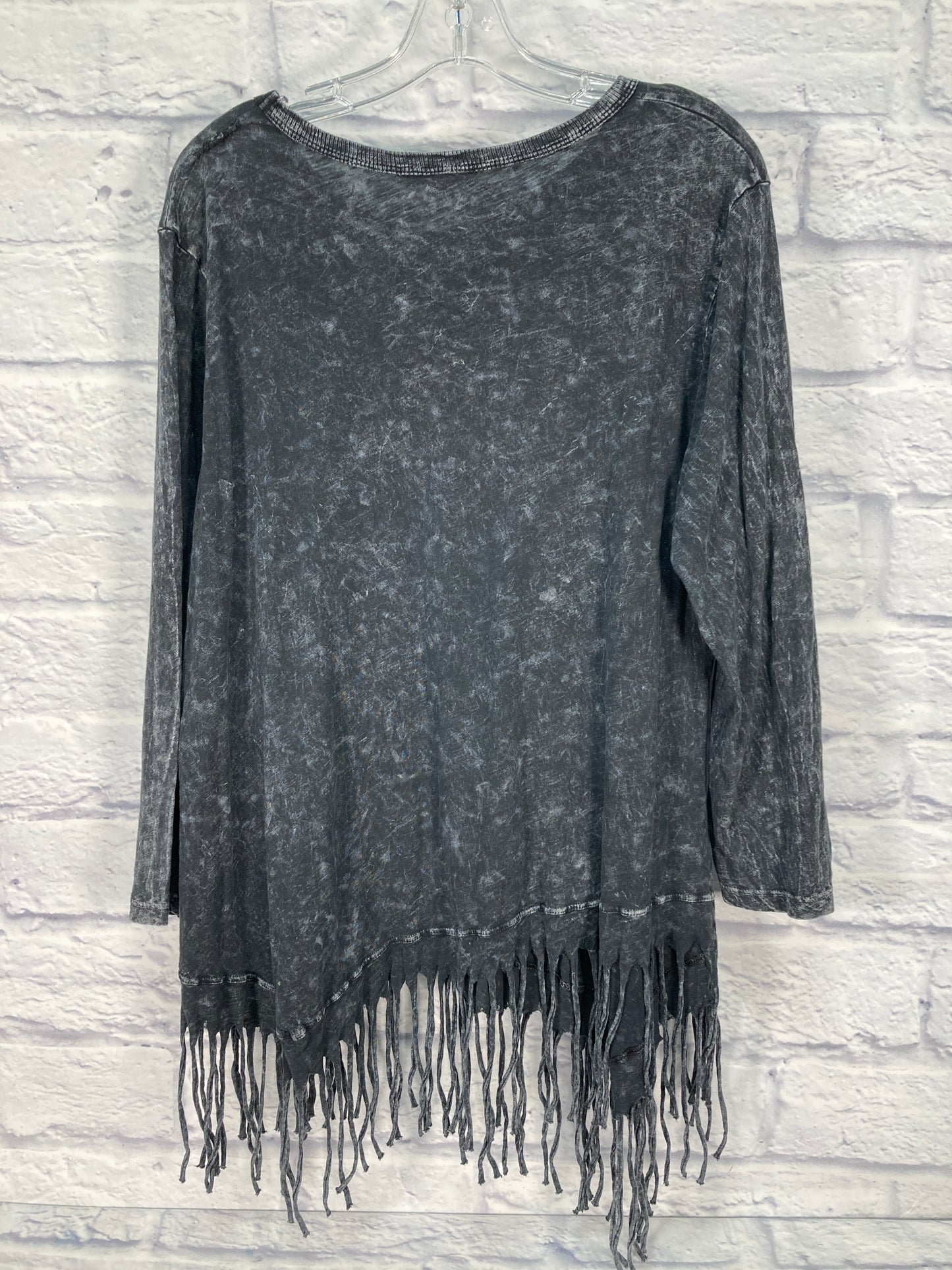 Top Long Sleeve By Jess And Jane In Grey & White, Size: Xl