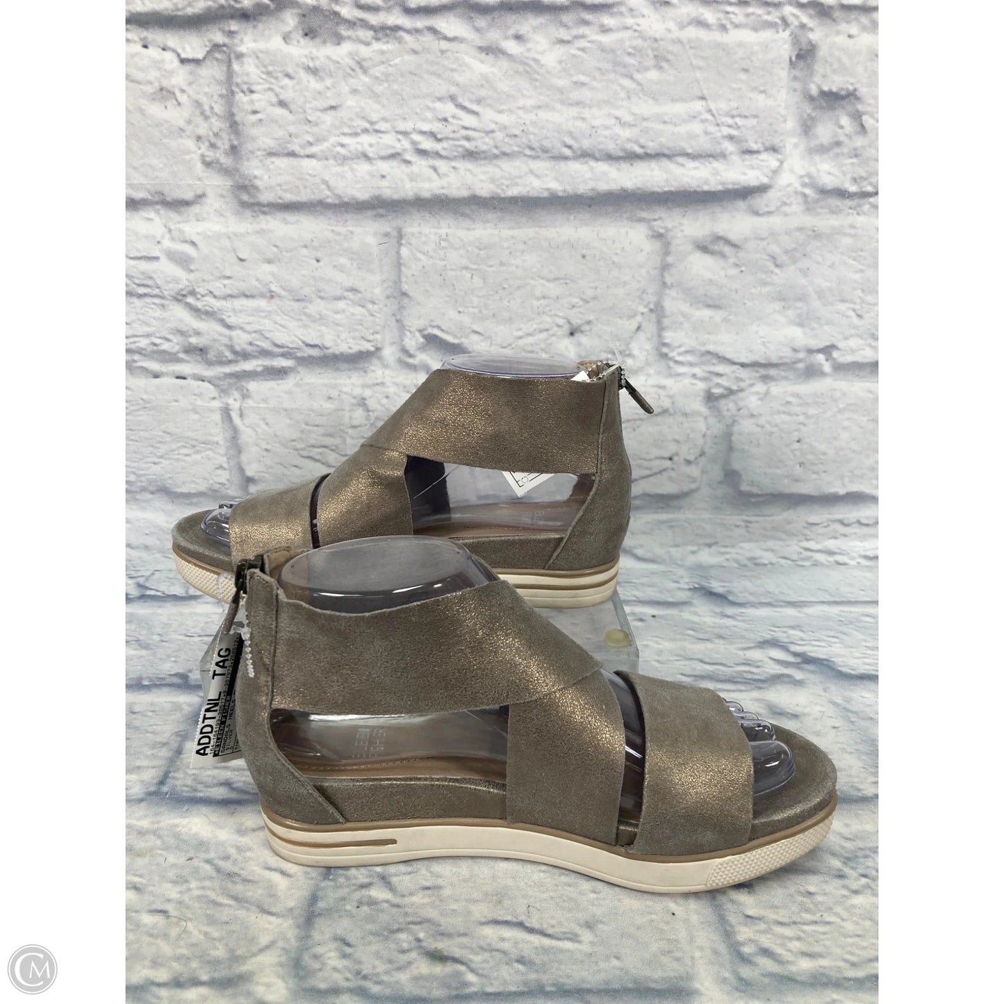 Sandals Heels Platform By Eileen Fisher In Silver, Size: 6.5