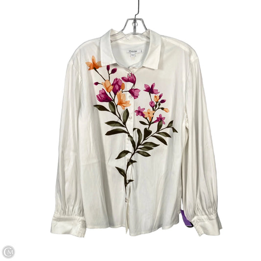 Top Long Sleeve By Chicos In White, Size: Xl