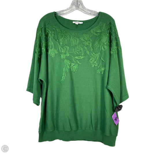 Sweater Short Sleeve By Chicos In Green, Size: Xl