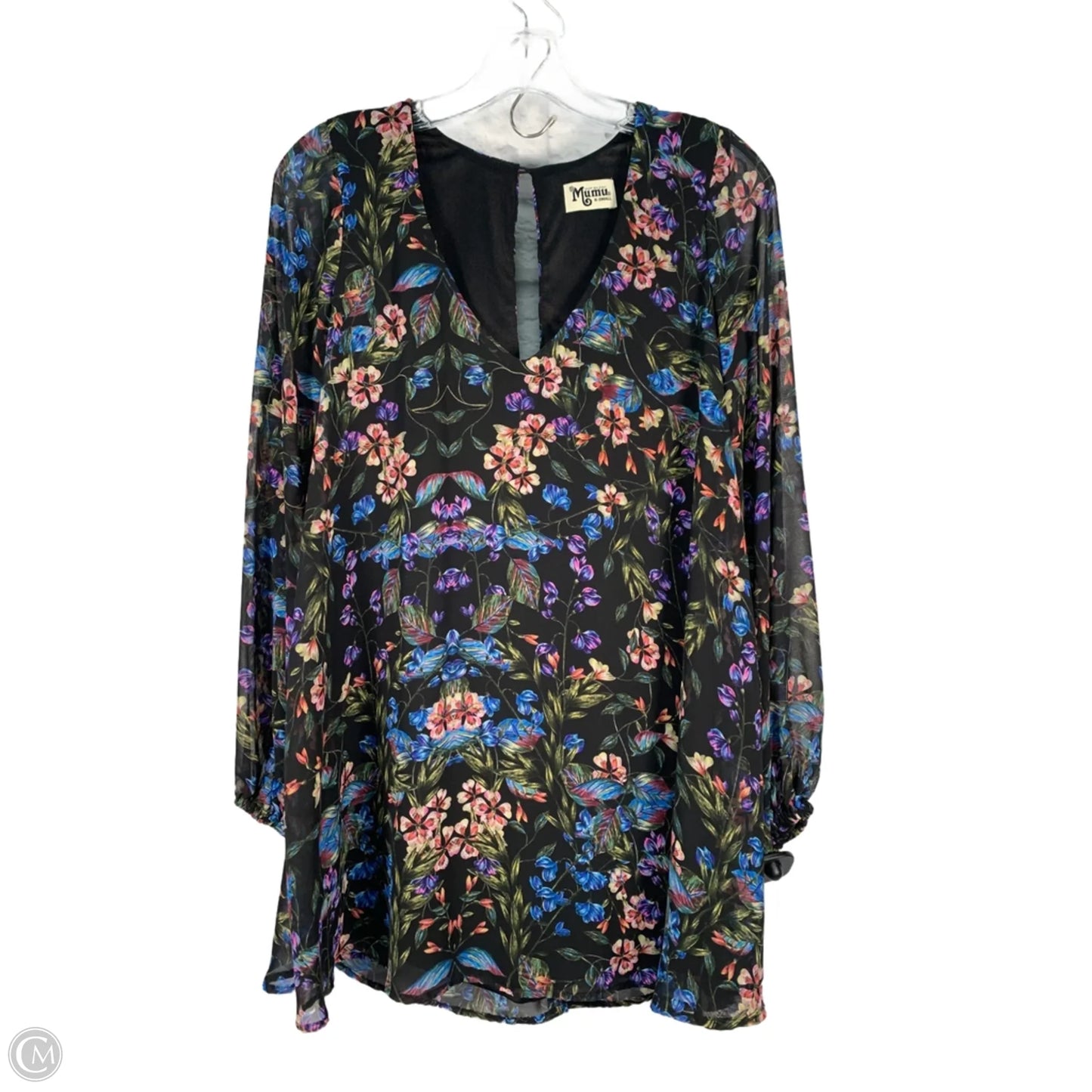 Blouse Long Sleeve By Show Me Your Mumu In Black & Blue, Size: Xs
