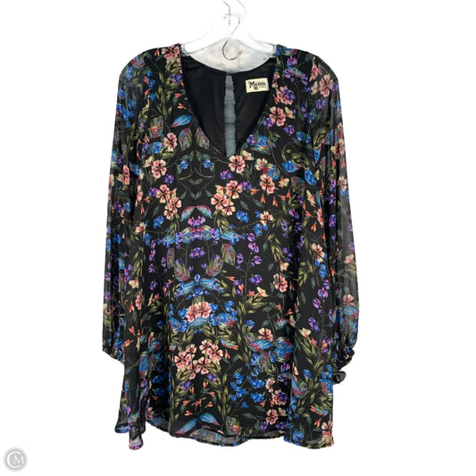 Blouse Long Sleeve By Show Me Your Mumu In Black & Blue, Size: Xs