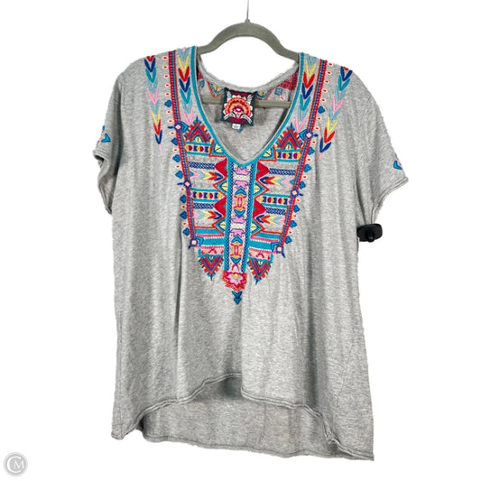 Top Short Sleeve By Johnny Was In Grey, Size: L